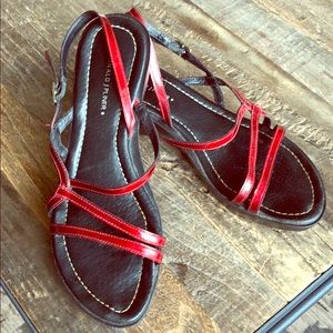 Red platform sandals